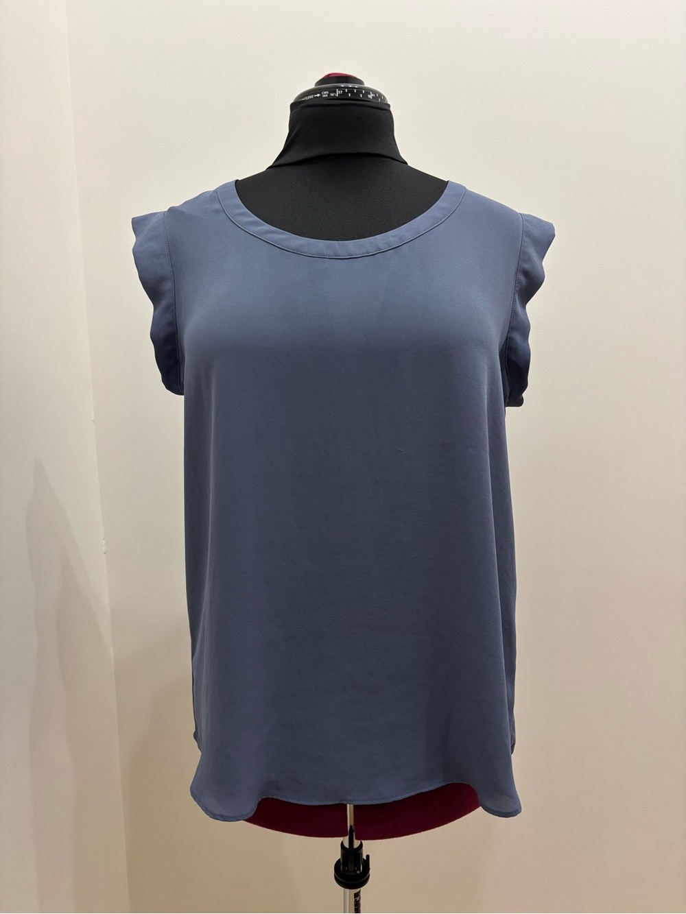 Pleione Slate Blue Cap-Sleeve Blouse